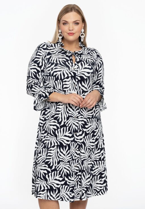 Yoek Jurk met ruches SEA LEAF | Zwart | Maat 58/60