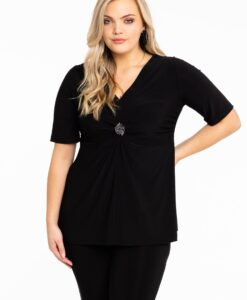 Yoek Tuniek flare twisted | Zwart | Maat 42/44