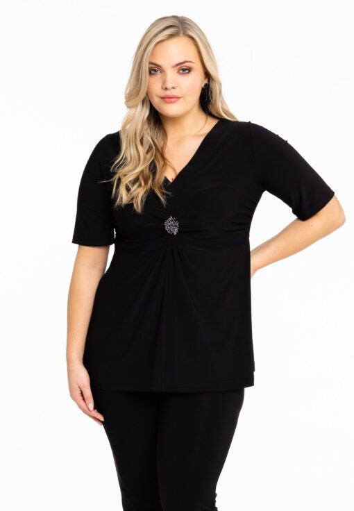 Yoek Tuniek flare twisted | Zwart | Maat 42/44