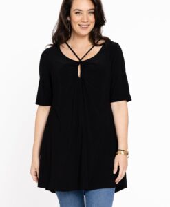 Yoek Tuniek met hals detail | Zwart | Maat 38/40