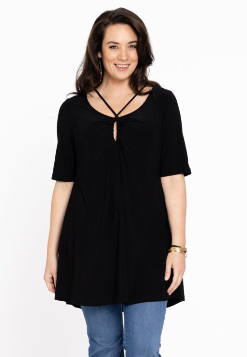 Yoek Tuniek met hals detail | Zwart | Maat 38/40