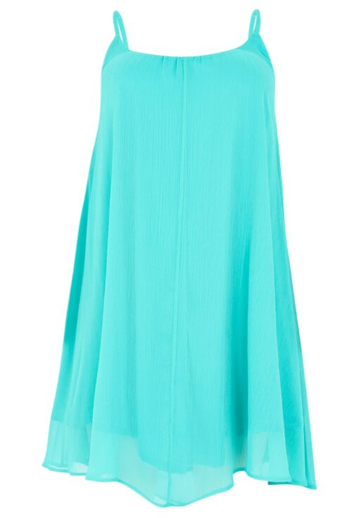 Yoek Jurk spaghetti | Turquoise | Maat 46/48