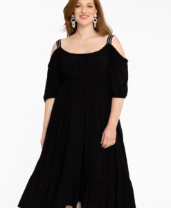 Yoek Jurk met elastische bandjes | Zwart | Maat 38/40
