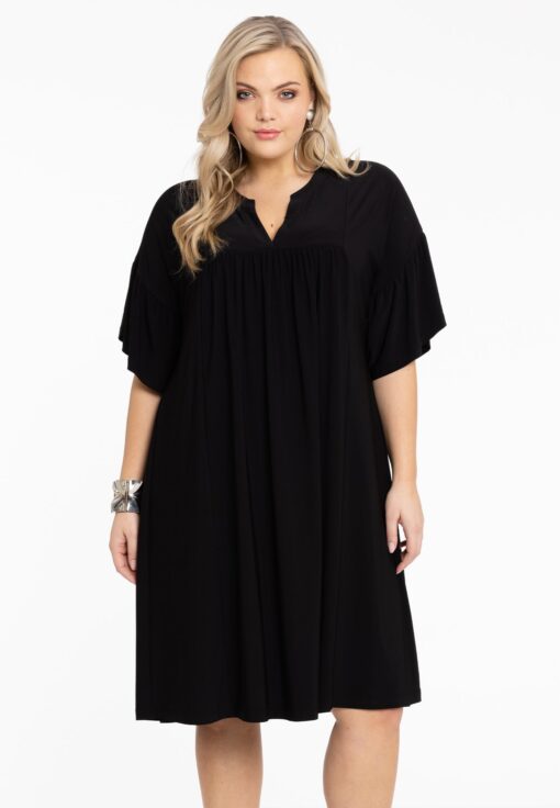Yoek Jurk geplooid | Zwart | Maat 58/60