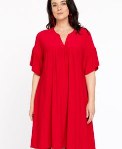 Yoek Jurk geplooid | Rood | Maat 46/48