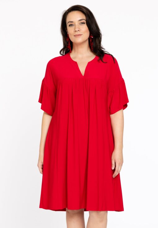 Yoek Jurk geplooid | Rood | Maat 46/48
