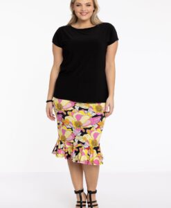 Yoek Rok met ruches | Zwart | Maat 50/52