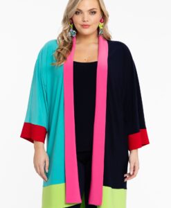 Yoek Kimono Colourblocking | Blauw | Maat 38/40