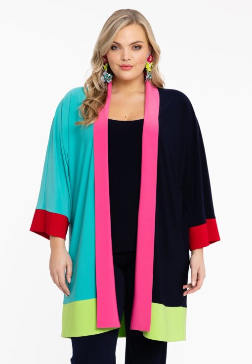 Yoek Kimono Colourblocking | Blauw | Maat 38/40