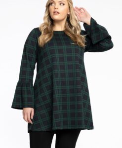 Yoek Tunic wide bottom flared cuff GILLY | Zwart | Maat 38/40