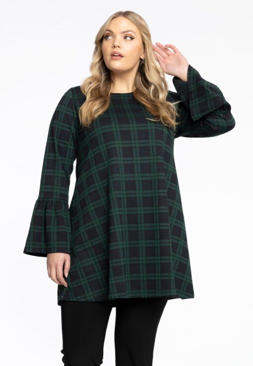 Yoek Tunic wide bottom flared cuff GILLY | Zwart | Maat 38/40