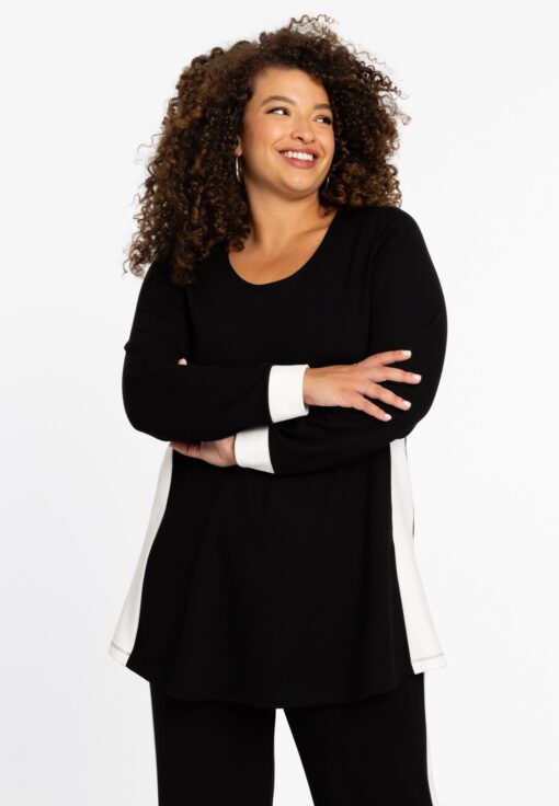 Yoek Tunic Flare Contrast VERO | Zwart | Maat 46/48