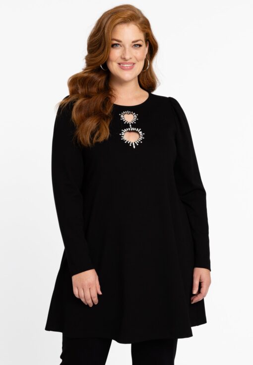 Yoek Tunic wide bottom VERO | Zwart | Maat 42/44