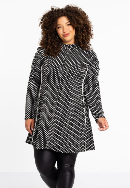 Yoek Tunic JAQUARD KNIT | Zwart | Maat 42/44