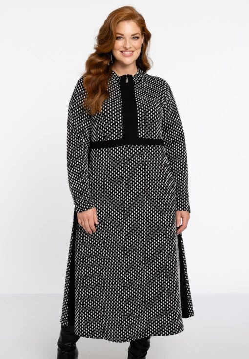 Yoek Dress Zipper JAQUARD KNIT | Zwart | Maat 46/48