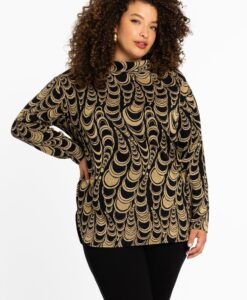 Yoek Tunic wide collar CIRCLE | Zwart | Maat 46/48