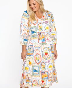 Yoek Jurk met kant TROPICANA | Beige | Maat 46/48