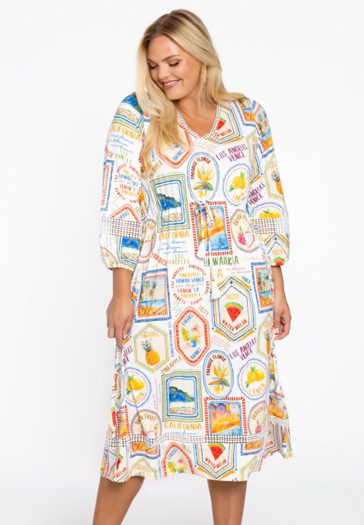 Yoek Jurk met kant TROPICANA | Beige | Maat 46/48