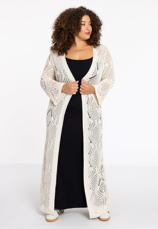 Yoek Cardigan crochet LOUNGE | Beige | Maat 46/48