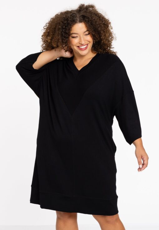 Yoek Sweater-jurk LOUNGE | Zwart | Maat 46/48