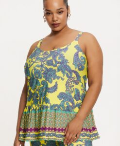 Yoek Singlet met ruches RETROLOVE | Multi | Maat 54/56