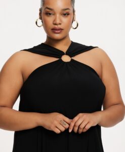 Yoek Jurk met ring | Zwart | Maat 38/40