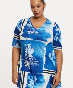 Yoek Tunic wide bottom AZZURRO | Blauw | Maat 58/60