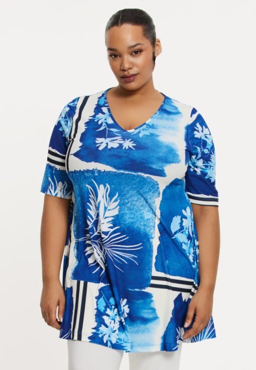 Yoek Tunic wide bottom AZZURRO | Blauw | Maat 58/60