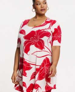 Yoek Tunic wide bottom LILY | Rood | Maat 42/44