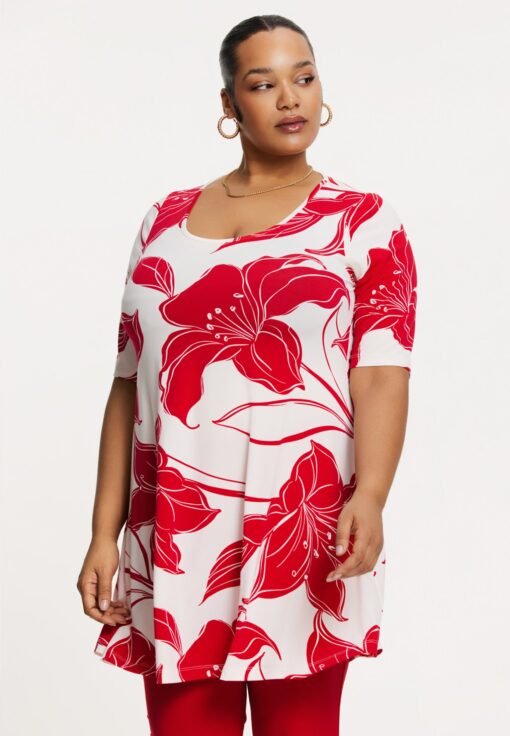 Yoek Tunic wide bottom LILY | Rood | Maat 42/44