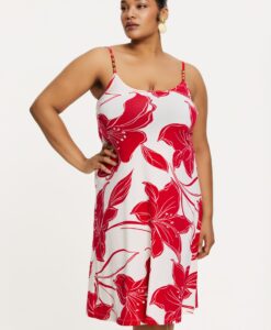 Yoek Dress spaghetti LILY | Rood | Maat 38/40