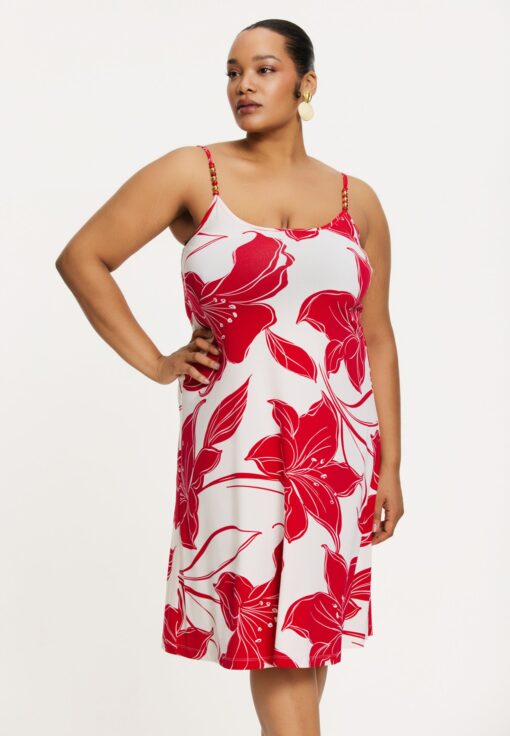 Yoek Dress spaghetti LILY | Rood | Maat 38/40