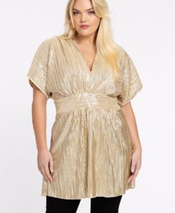 Yoek Tuniek plisse HANNELORE | Goud | Maat 46/48
