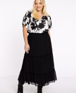 Yoek Lange rok mousse HANNELORE | Zwart | Maat 38/40