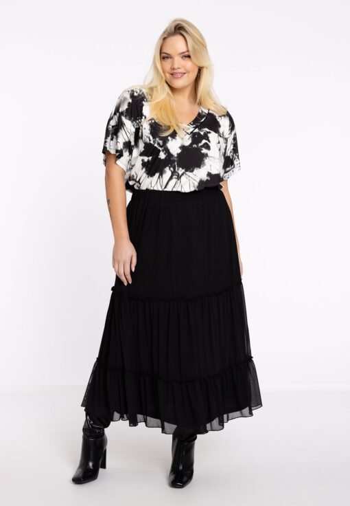Yoek Lange rok mousse HANNELORE | Zwart | Maat 38/40