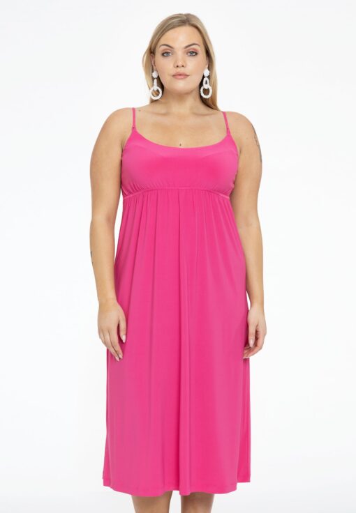Yoek Dress spaghetti elastic waist | Roze | Maat 42/44