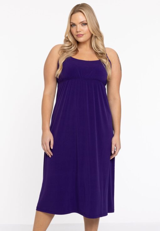 Yoek Dress spaghetti elastic waist | Paars | Maat 42/44