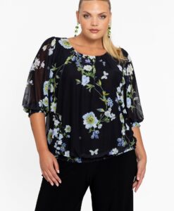 Yoek Tuniek gesmokte manchetten BLUETT | Zwart | Maat 46/48