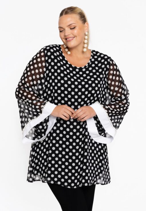 Yoek Tuniek wide bottom DOTS | Zwart | Maat 38/40