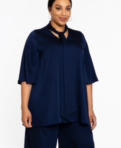 Yoek Tuniek flare SATINI | Blauw | Maat 38/40