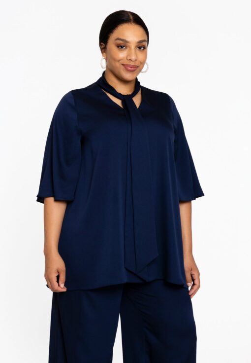 Yoek Tuniek flare SATINI | Blauw | Maat 38/40