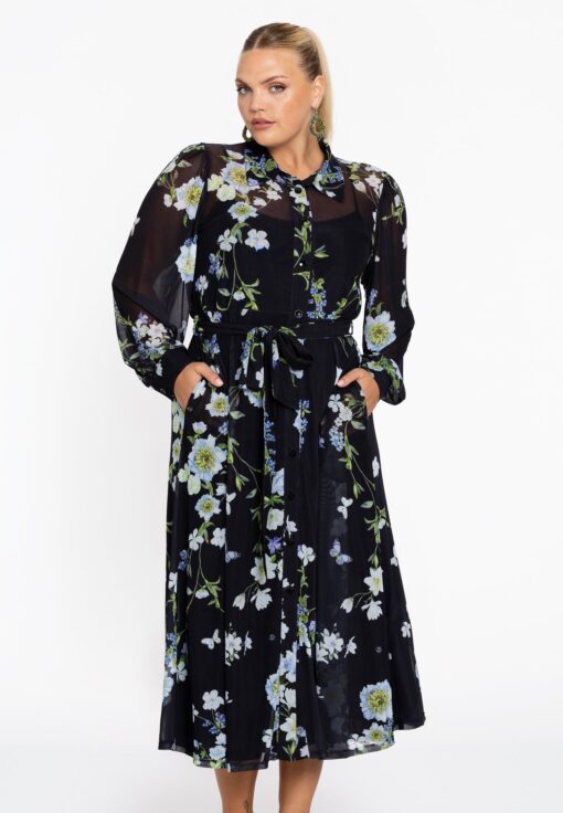 Yoek Jurk flare BLUETT | Zwart | Maat 38/40
