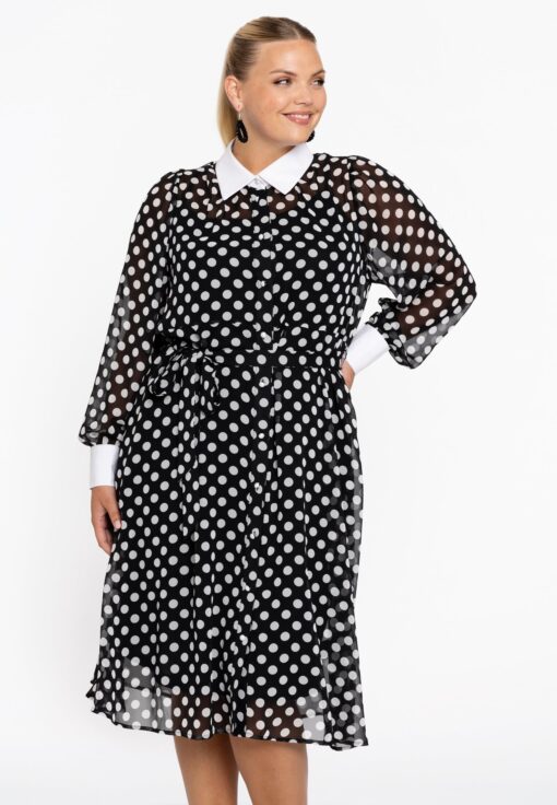 Yoek Jurk flare DOTS | Zwart | Maat 42/44