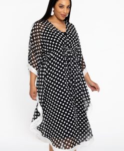 Yoek Kaftan DOTS | Zwart | Maat 46/48