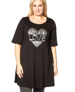 Yoek Tunic wide bot love | Zwart | Maat XL