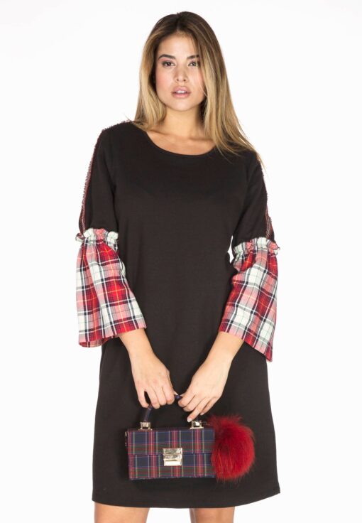 Yoek Dress-sweat check cuffs | Zwart | Maat 38
