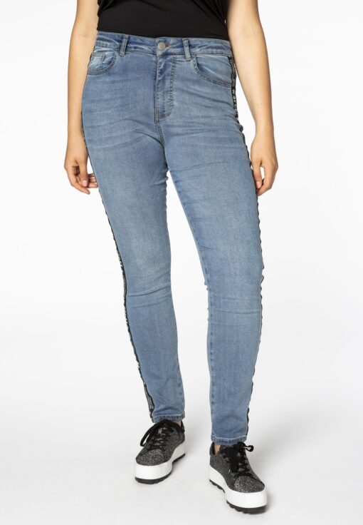 Yoek Jeans met streep | Indigo | Maat 44