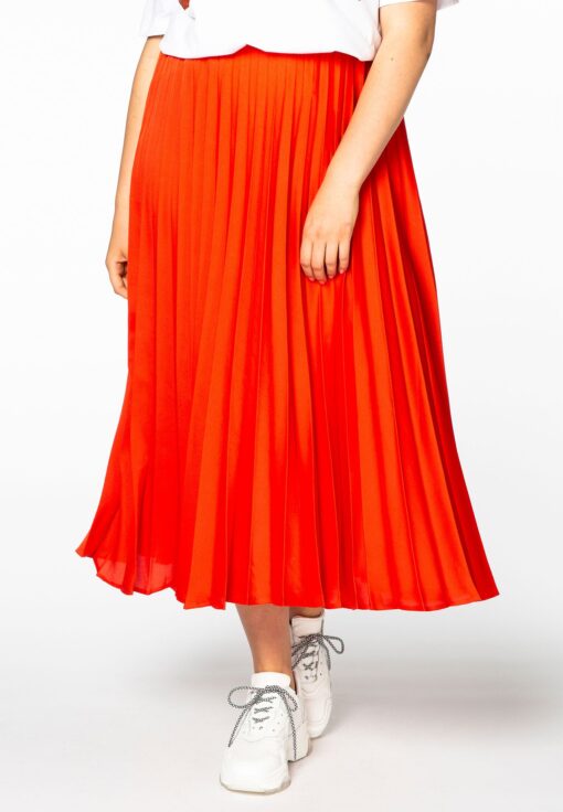 Yoek Skirt satin plissé | Rood | Maat 38/40