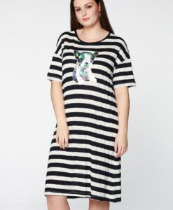 Yoek Tunic wide dog STRIPE | Wit | Maat 42/44