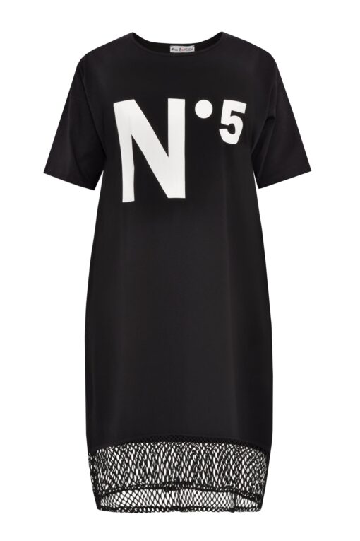 Yoek Jurk met mesh No5 | Zwart | Maat 38/40